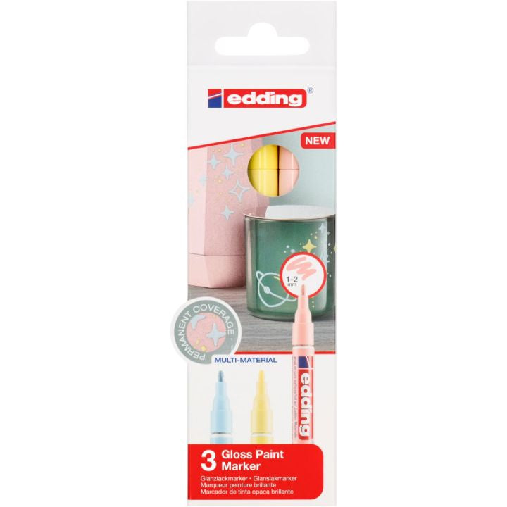 Edding Permanent Marker – blau, pink, gelb, 3er Set