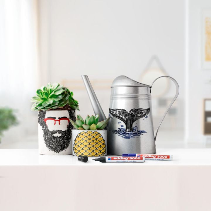 Edding 3000 Permanentmarker – Rundspitze 1,5–3 mm – Mehrfarbig – 5er-Pack – für Glas, Metall und Kunststoff