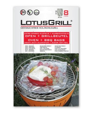 LotusGrill Grillbeutel 24 × 35 cm, Aluminium/Klarsichtfolie, 8 Stk., transparent