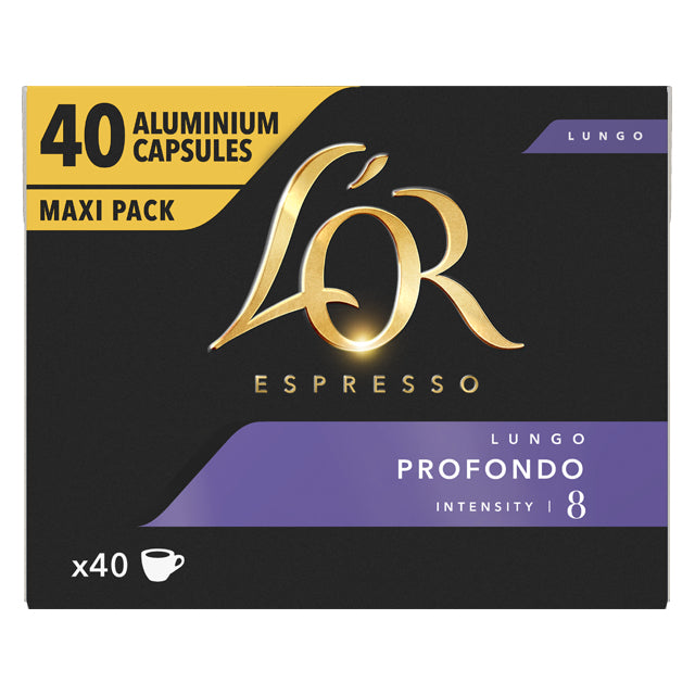 L'Or Espresso Lungo Profondo – Kapseln für Nespresso – Intensität 8, 40 Kapseln