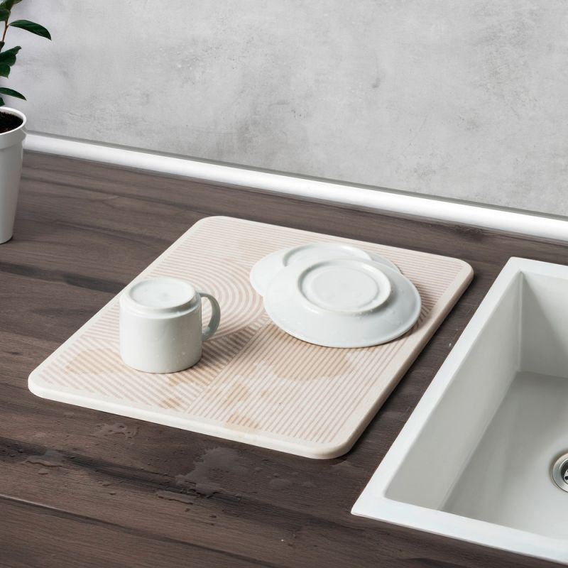 Wenko – Abtropfmatte 40 × 30 × 0,9 cm, Silikon, Beige