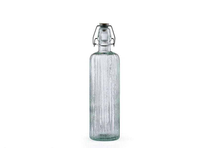 BITZ Glasflasche Kusintha – 1,2 l, Ø 8,0 cm, H 34,0 cm, Glas, Grün, mit Bügelverschluss