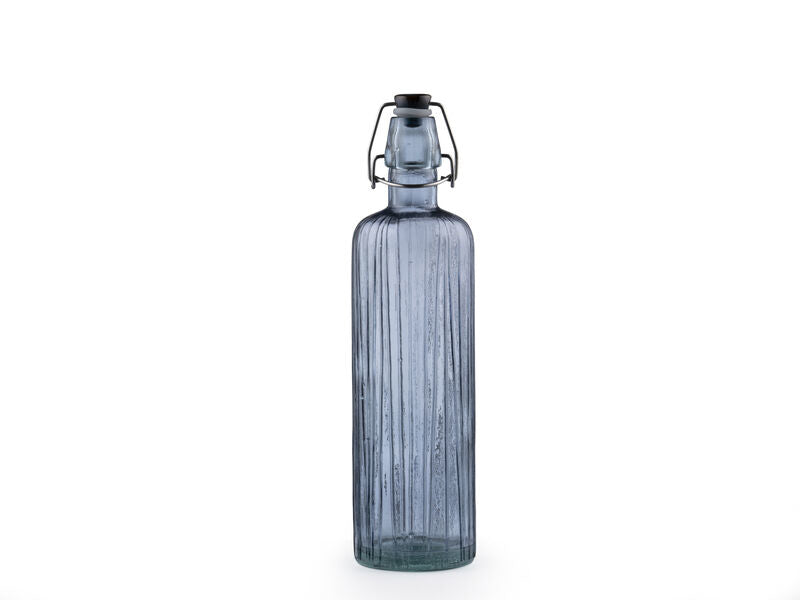 BITZ Glasflasche Kusintha – 1,2 l, Ø 8,0 cm, H 34,0 cm, Glas, Blau, Bügelverschluss