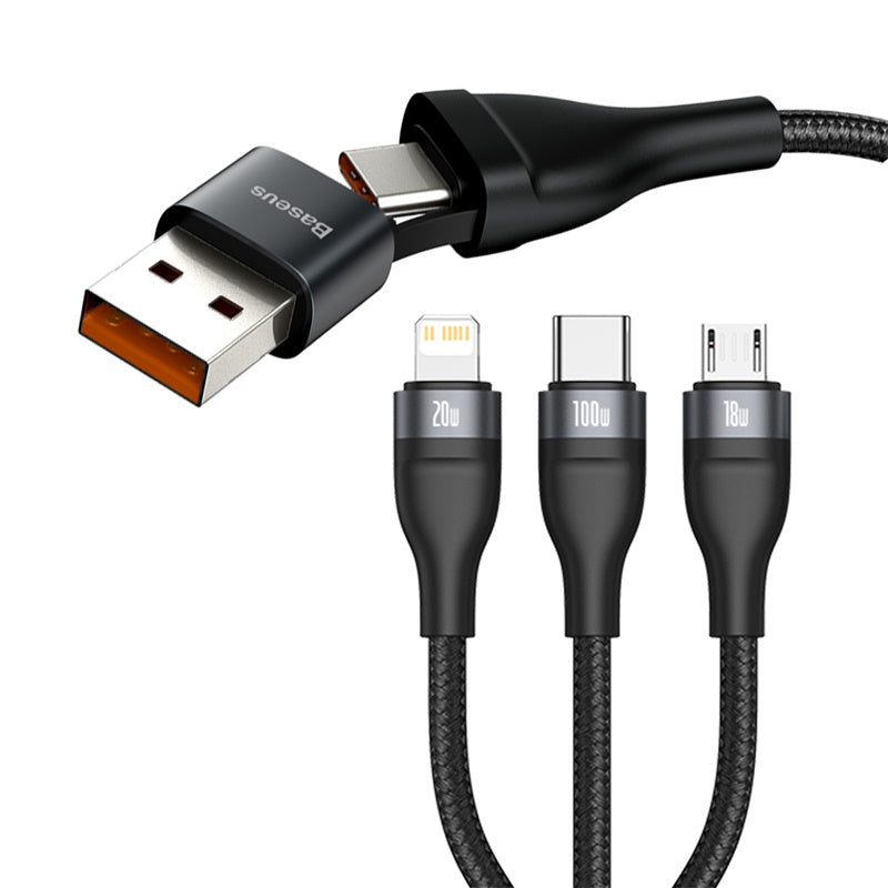 Baseus USB auf USB-C, Lightning, Micro-USB Kabel, 1,2 m, Schwarz