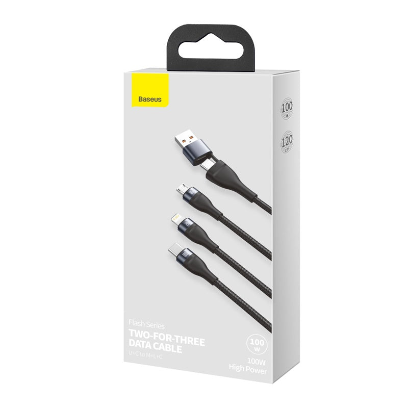Baseus USB auf USB-C, Lightning, Micro-USB Kabel, 1,2 m, Schwarz