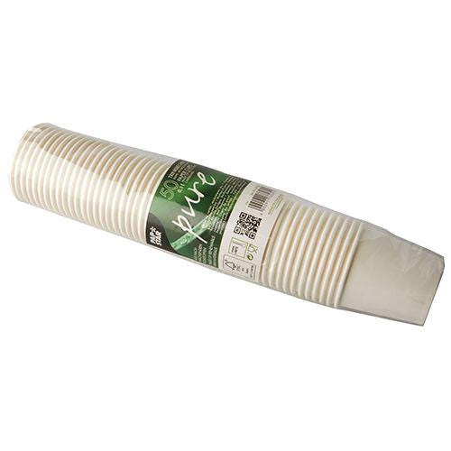 Papstar Trinkbecher Pure, Papier/Karton, PLA-beschichtet, für Heissgetränke – 1,0 dl – 50 Stk.