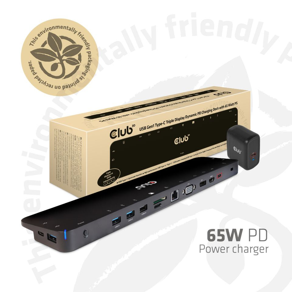 CLUB3D Club 3D Dockingstation – USB-C, 1× DP, 1× HDMI, 1× VGA, 4× USB-A, 100 W PD, GbE, für Windows/Mac