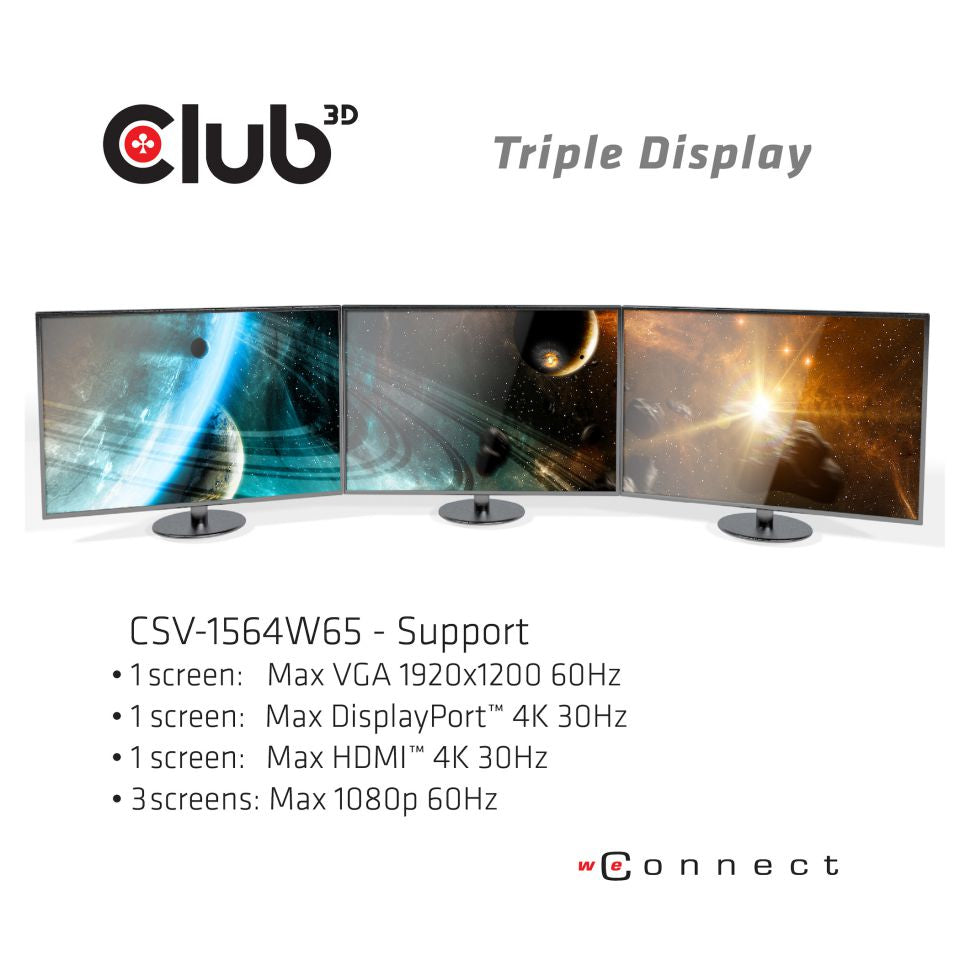 CLUB3D Club 3D Dockingstation – USB-C, 1× DP, 1× HDMI, 1× VGA, 4× USB-A, 100 W PD, GbE, für Windows/Mac