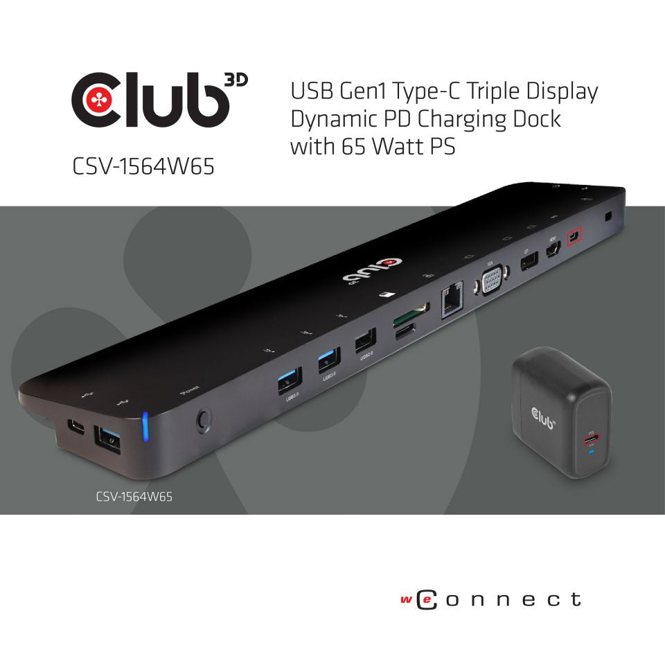 CLUB3D Club 3D Dockingstation – USB-C, 1× DP, 1× HDMI, 1× VGA, 4× USB-A, 100 W PD, GbE, für Windows/Mac