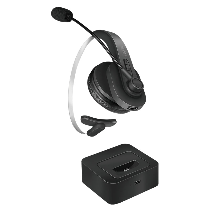 LogiLink BT0059 Office-Headset – On-Ear, Mono, mit Ladestation, Schwarz, BT 5.0