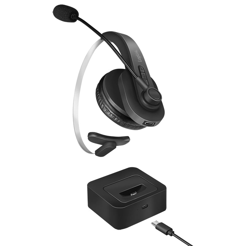 LogiLink BT0059 Office-Headset – On-Ear, Mono, mit Ladestation, Schwarz, BT 5.0