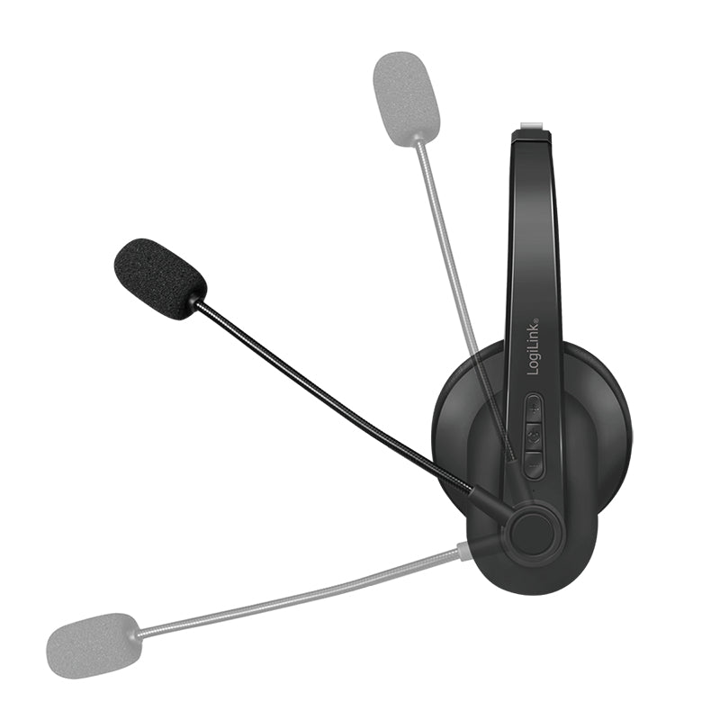 LogiLink BT0059 Office-Headset – On-Ear, Mono, mit Ladestation, Schwarz, BT 5.0