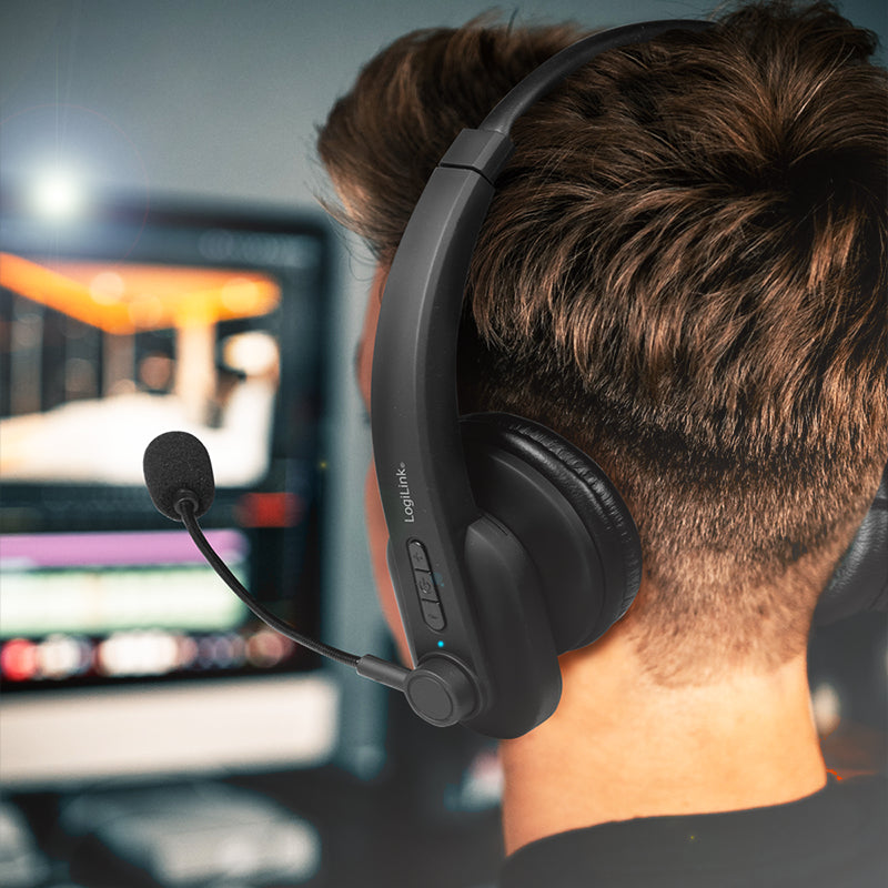 LogiLink BT0060 Office-Headset – On-Ear, Stereo, BT 5.0, Schwarz