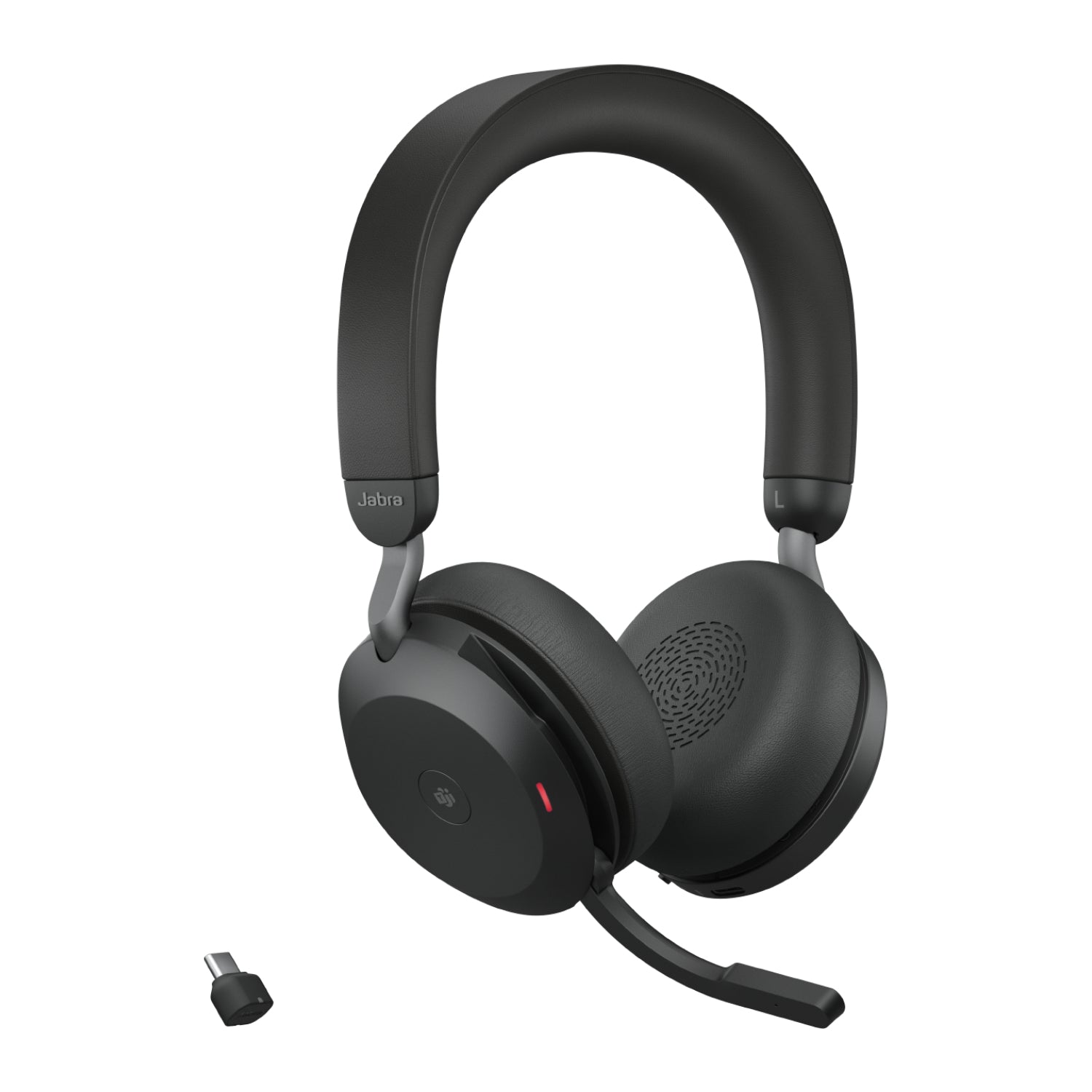 Jabra Evolve2 75 Office-Headset – On-Ear, Stereo, BT, ANC, MS Teams zertifiziert, mit USB-C-Dongle, Schwarz