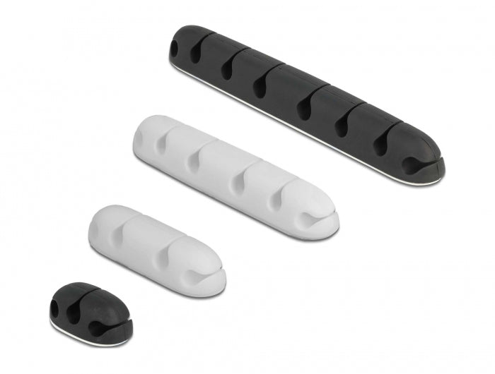 DeLOCK Kabelhalter, selbstklebend, Ø bis 5 mm, 4er-Pack, schwarz/weiss
