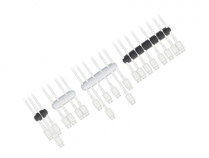 DeLOCK Kabelhalter, selbstklebend, Ø bis 5 mm, 4er-Pack, schwarz/weiss