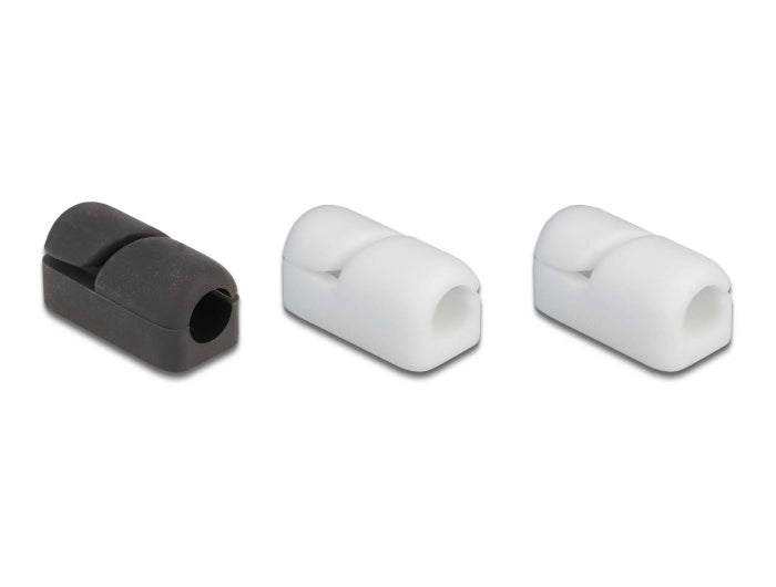 DeLOCK Kabelhalter, selbstklebend, selbstschliessend, Durchmesser bis 6 mm, 3er-Pack – schwarz/weiss