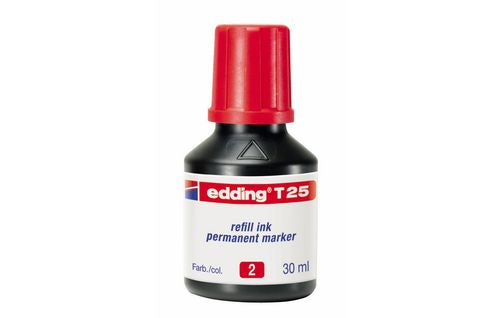 Edding Nachfüllfarbe für Edding Permanent Marker – rot, wasserfest, lichtbeständig, geruchsarm, 30 ml