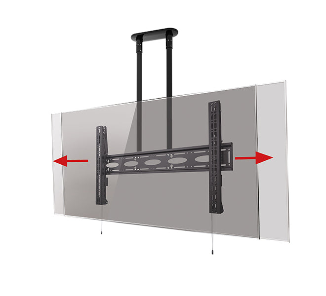 B-Tech Deckenhalterung – Neigbar – 65–100″ – VESA 1000×600 – bis 80 kg, Teleskopmast – Schwarz/Chrom