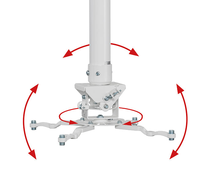 B-Tech BT899-FD100/W Projektor-Deckenhalterung – 115,4 cm, 25 kg, neigbar, schwenkbar, weiss