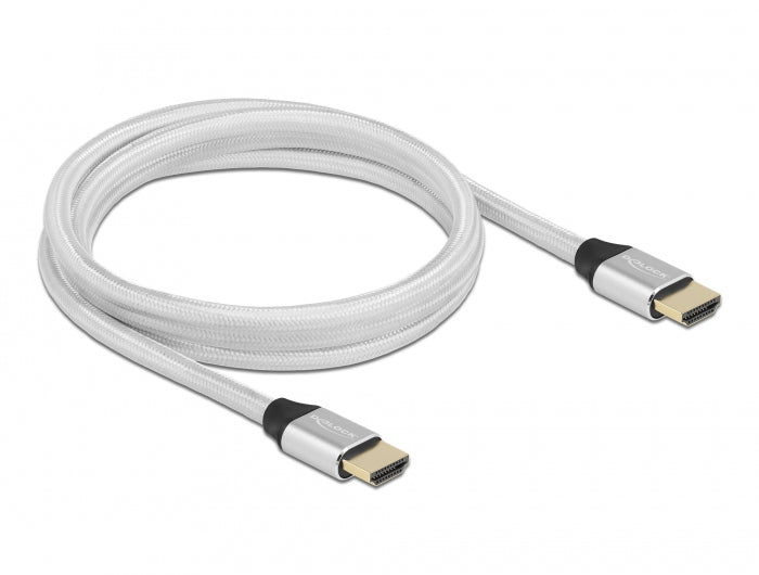 DeLOCK HDMI Kabel HDMI 2.1 8K 60 Hz – 2 m – HDR, ARC – Silber