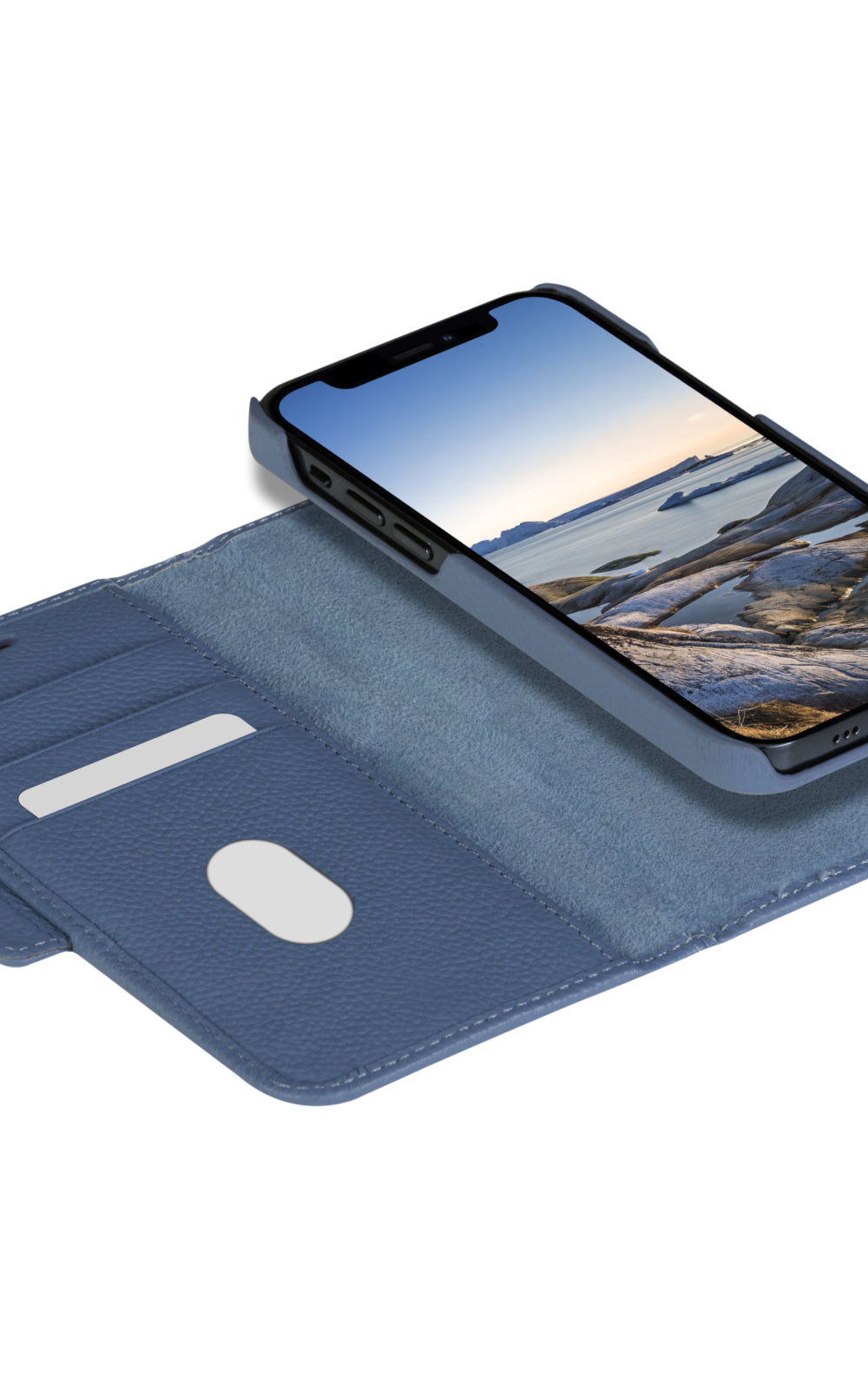 dbramante1928 New York Wallethülle – für Apple iPhone 13 Pro, 3 Kartenfächer, Blau, Magnetverschluss