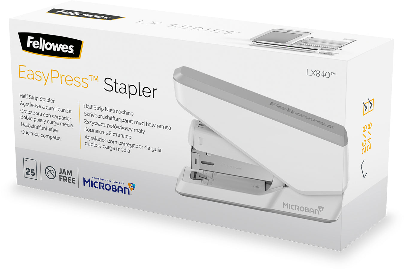 Fellowes LX840 Heftgerät – 25 Blatt, Weiss