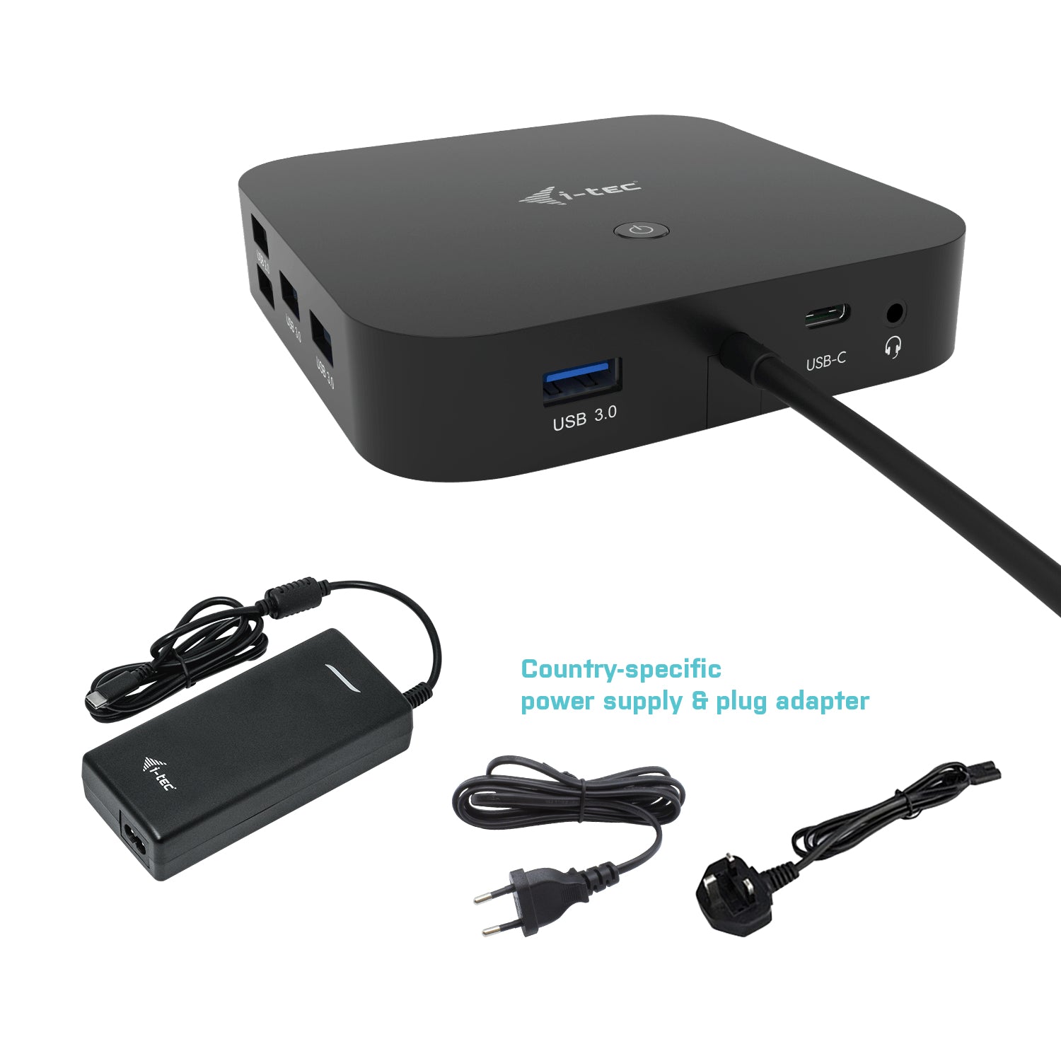 i-tec MST DS Dockingstation – USB-C, DP, HDMI, 5× USB-A, 2× USB-C, 100 W PD, GbE, für Windows/Mac/Linux
