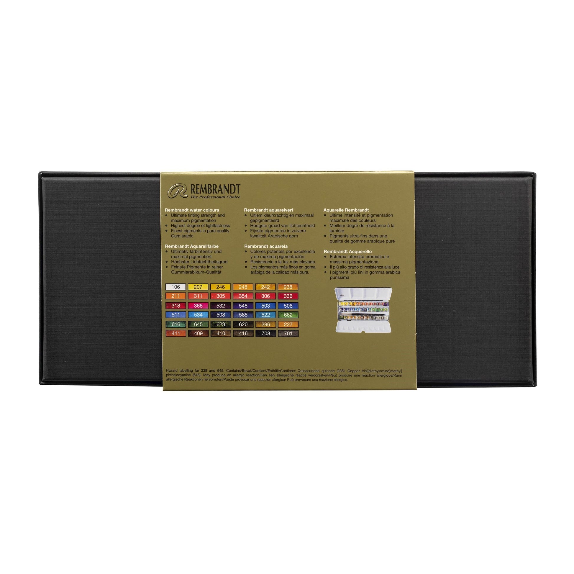 Royal Talens Rembrandt – Aquarellfarbe – Metalletui – Set – 36 Farben, 36 × 10 ml, inklusive Pinsel