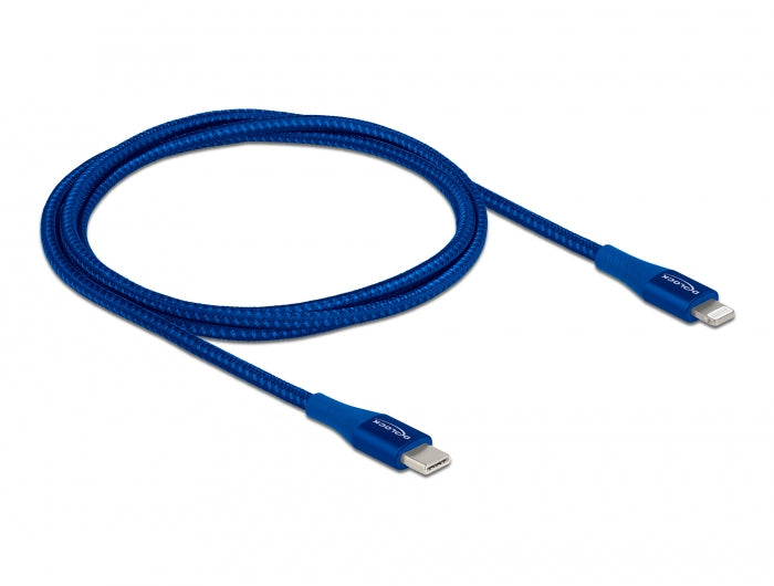 DeLOCK Daten- & Ladekabel – USB-C auf Lightning 1 m, PD 27 W, geflochten, Blau – für iPhone/iPad