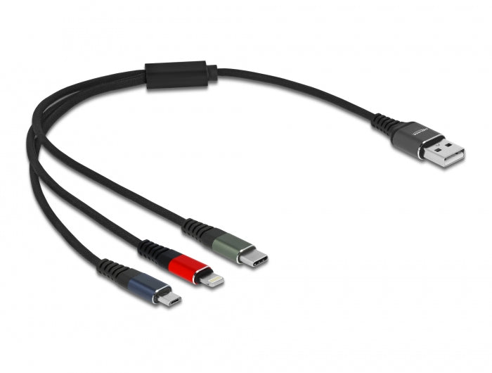 DeLOCK Multi-Kabel – 3-in-1 USB-A auf Micro-USB/Lightning/Apple 30-Pin 0,3 m – für iPhone/Android