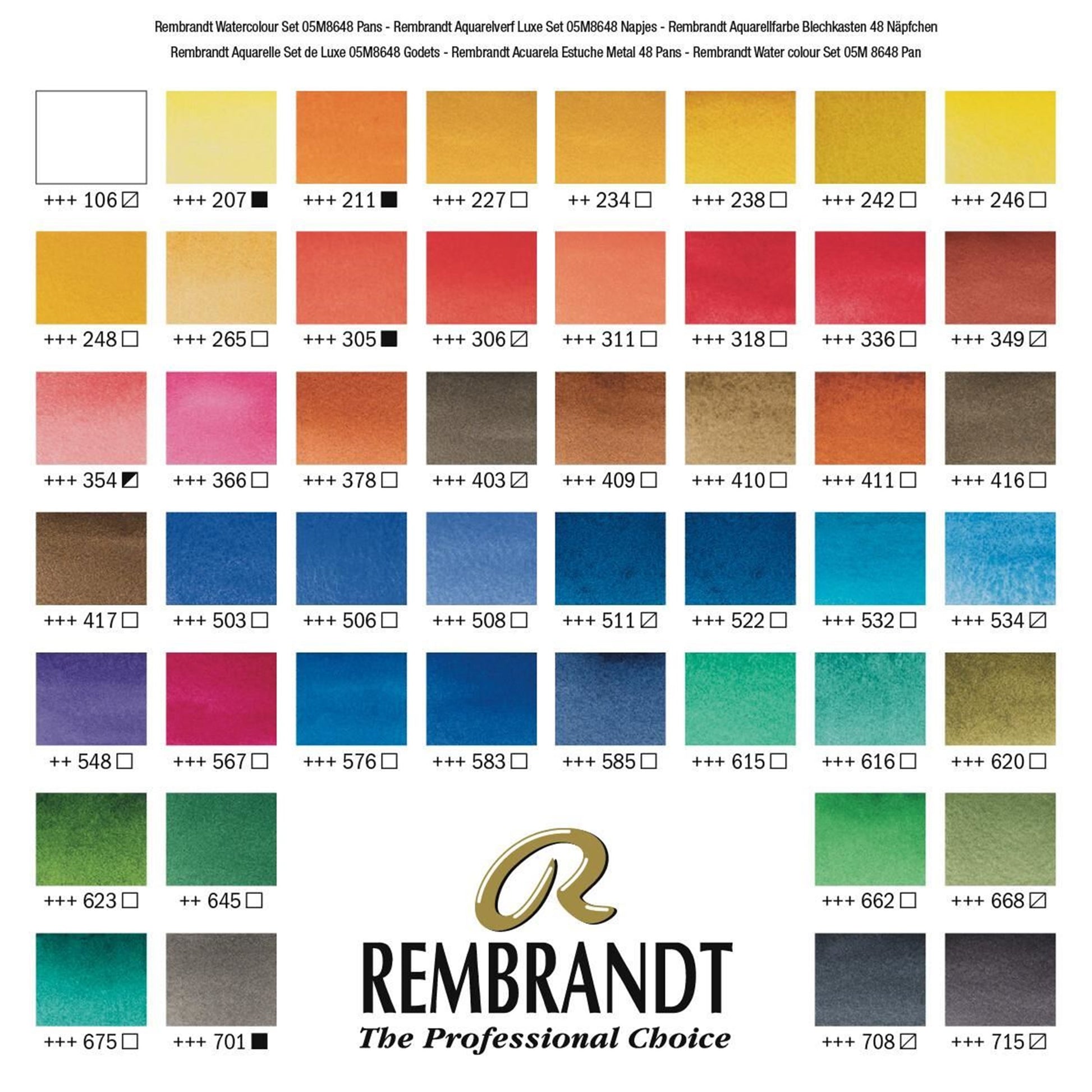 Royal Talens Rembrandt – Aquarellfarben – Set – 48 Farben, inklusive Umsteckpinsel
