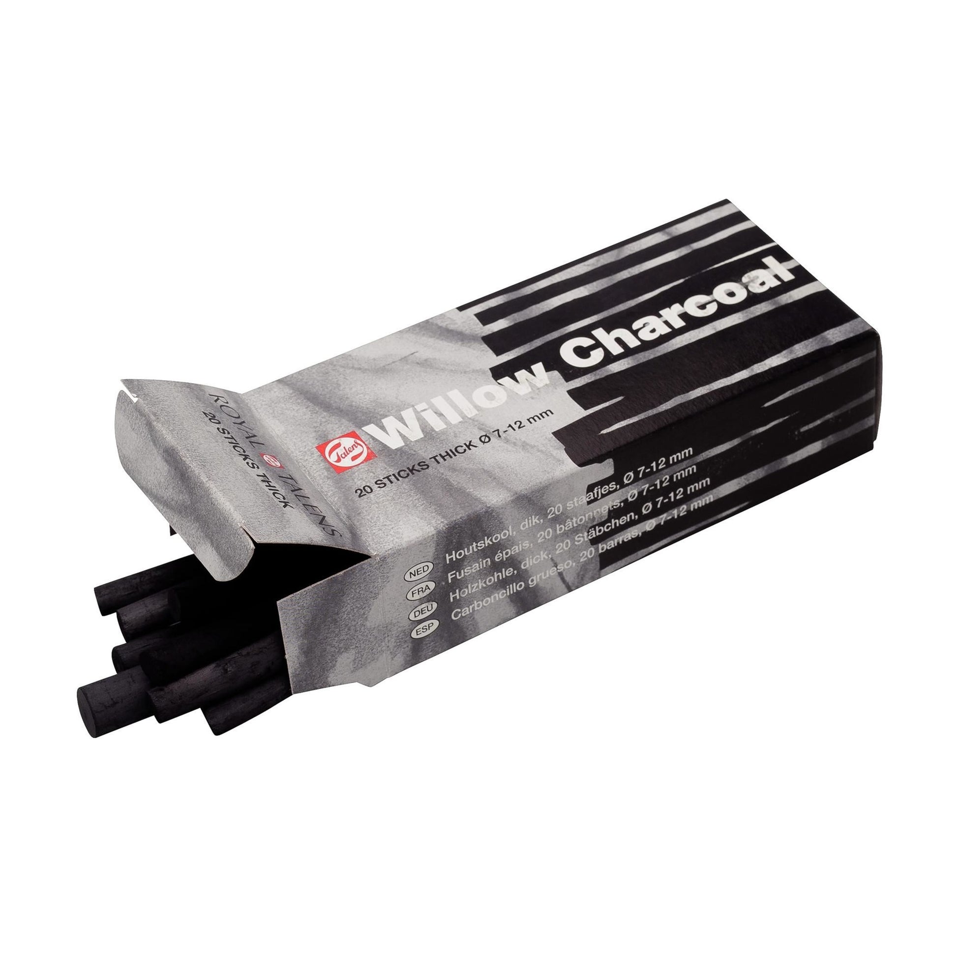 Talens Zeichenkohle – schwarz, Ø 7–12 mm, 20er-Pack, geruchsarm
