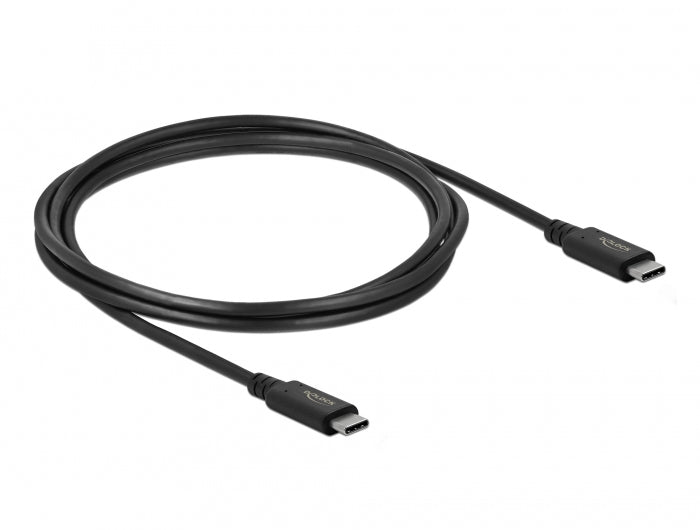 DeLOCK USB-Kabel – USB-C auf USB-C – USB4 20 Gbit/s – 2 m – PD 100 W – USB-IF zertifiziert – Schwarz
