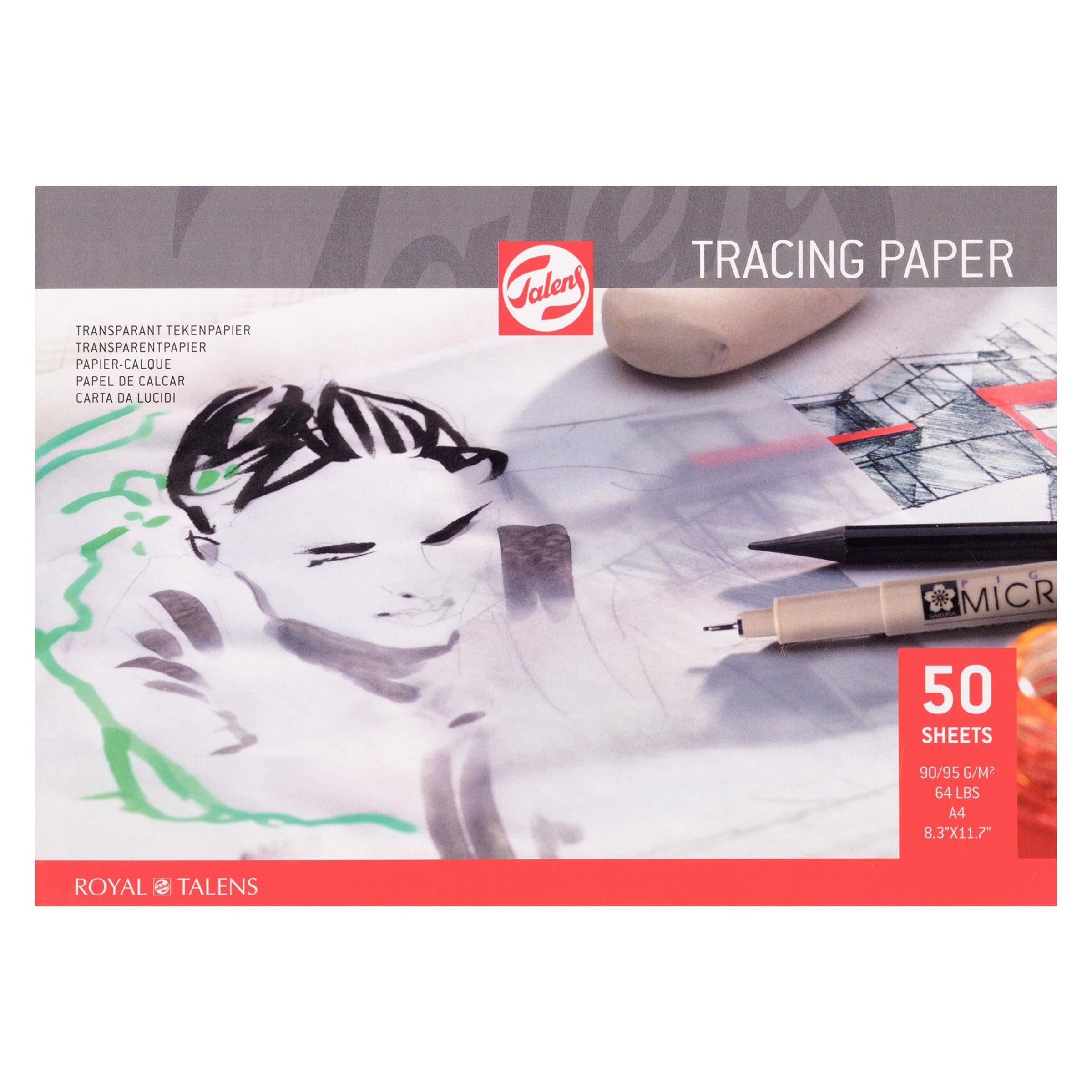 Talens Transparentpapier Block – A4, 90 g/m², 50 Blatt
