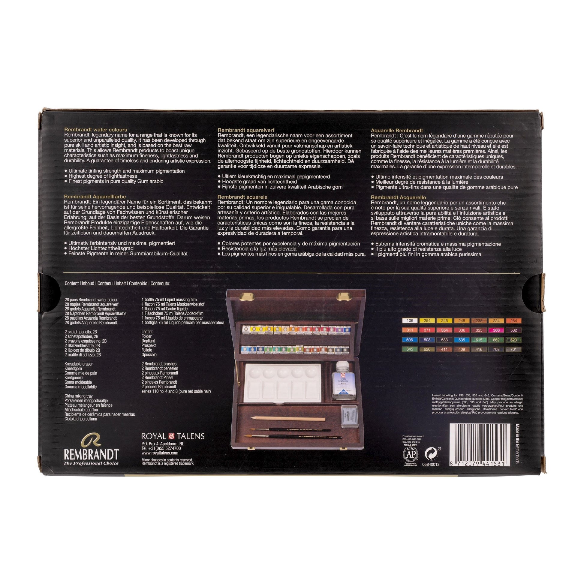 Royal Talens Rembrandt – Malkasten – Set – 28 Farben, inkl. Pinsel