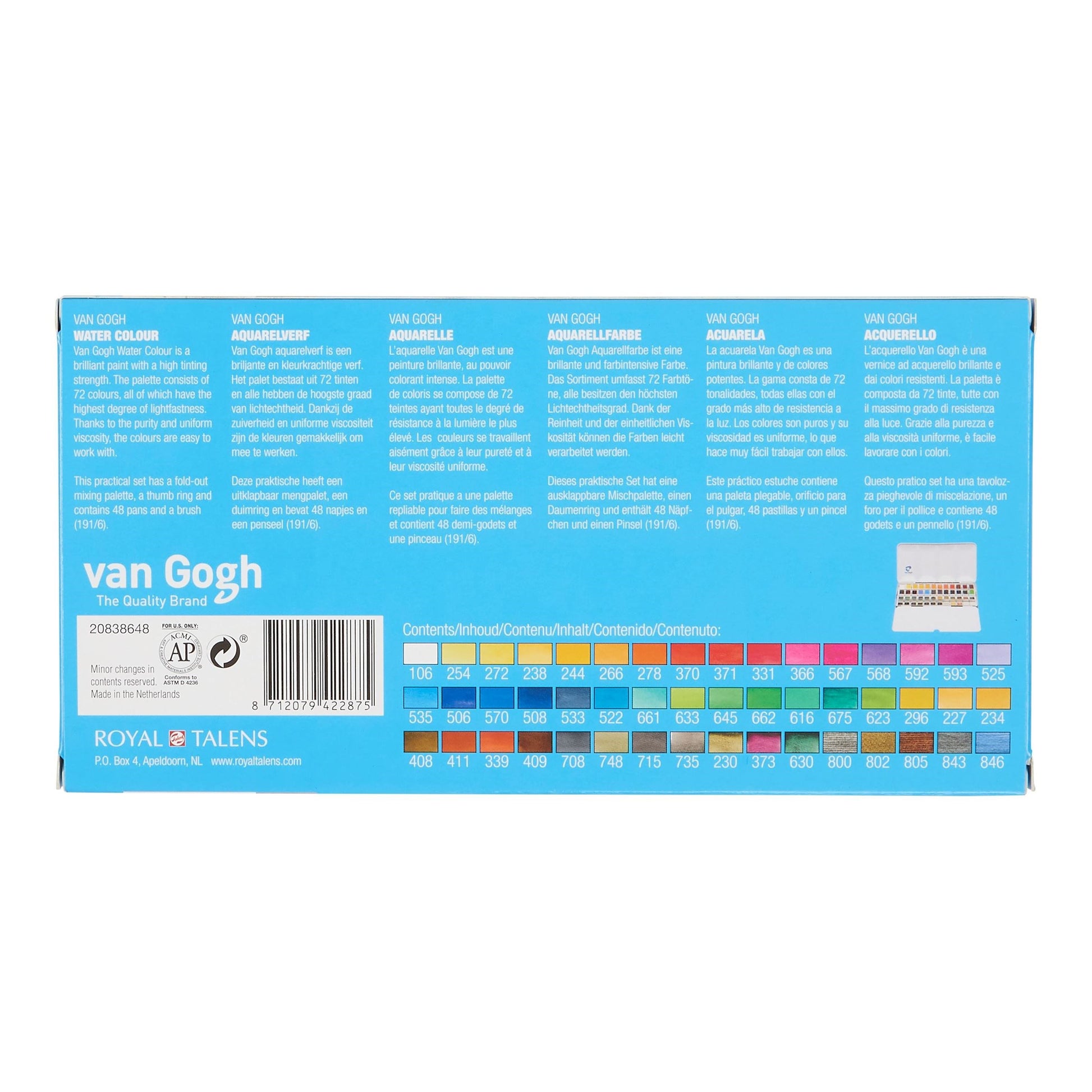 Van Gogh Aquarellfarben-Set – 48 Näpfchen
