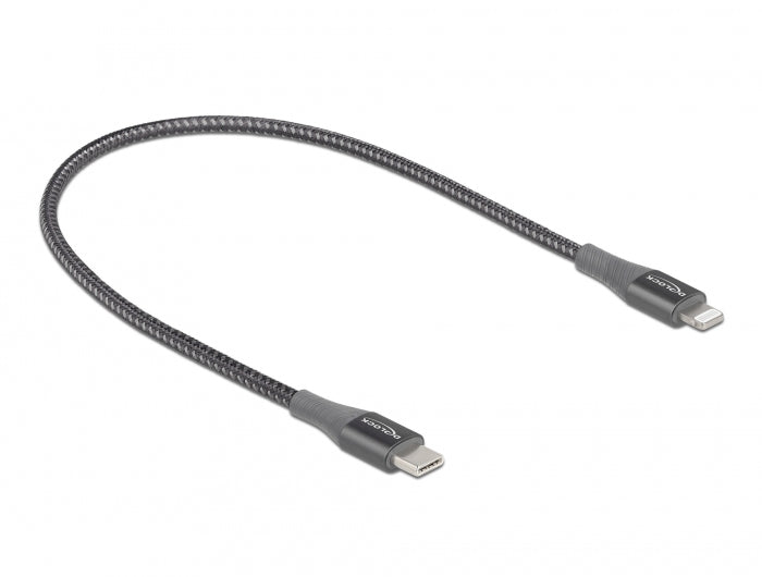 DeLOCK Daten- & Ladekabel – USB-C auf Lightning 0,5 m, 27 W, geflochten, Grau – für iPhone/iPad