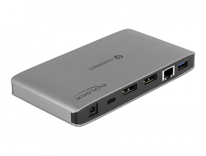 DeLOCK Dockingstation – Thunderbolt 3, 2× DP, 3× USB-A, 1× USB-C, 60 W PD, GbE, für Windows/Mac
