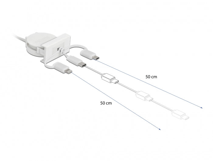 DeLOCK USB-A auf USB-C/Lightning/Micro-USB Kabel – USB 2.0 – 0,5 m – für Lightning/Micro-USB/USB-C Geräte
