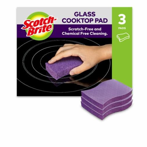 Scotch-Brite Glaskeramik-Schwamm – Schaumstoff, für Glaskeramik, Ø 8 cm, Violett, 3 Stk.