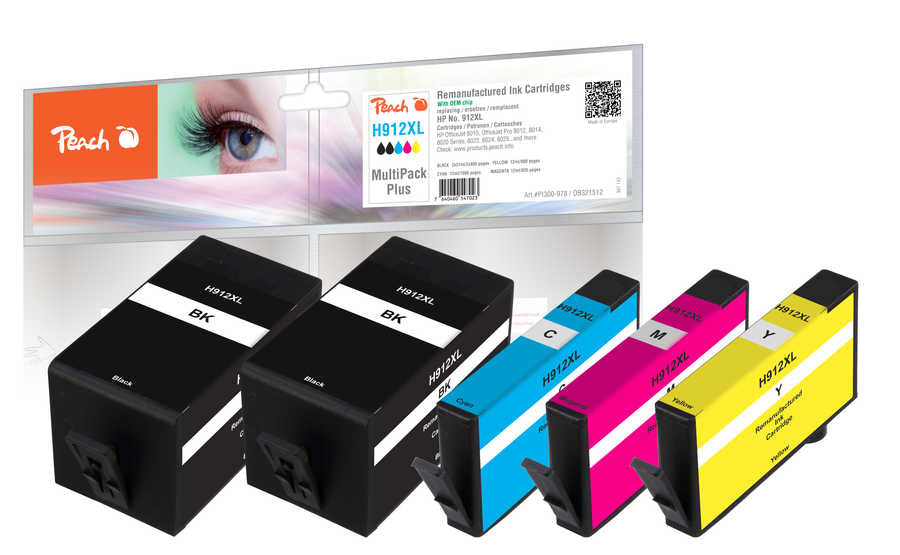 Peach Tintenpatronen-Multipack 912XL, XL, 5er-Pack, kompatibel – für HP OfficeJet Pro 8010, 8012, 8014 und andere