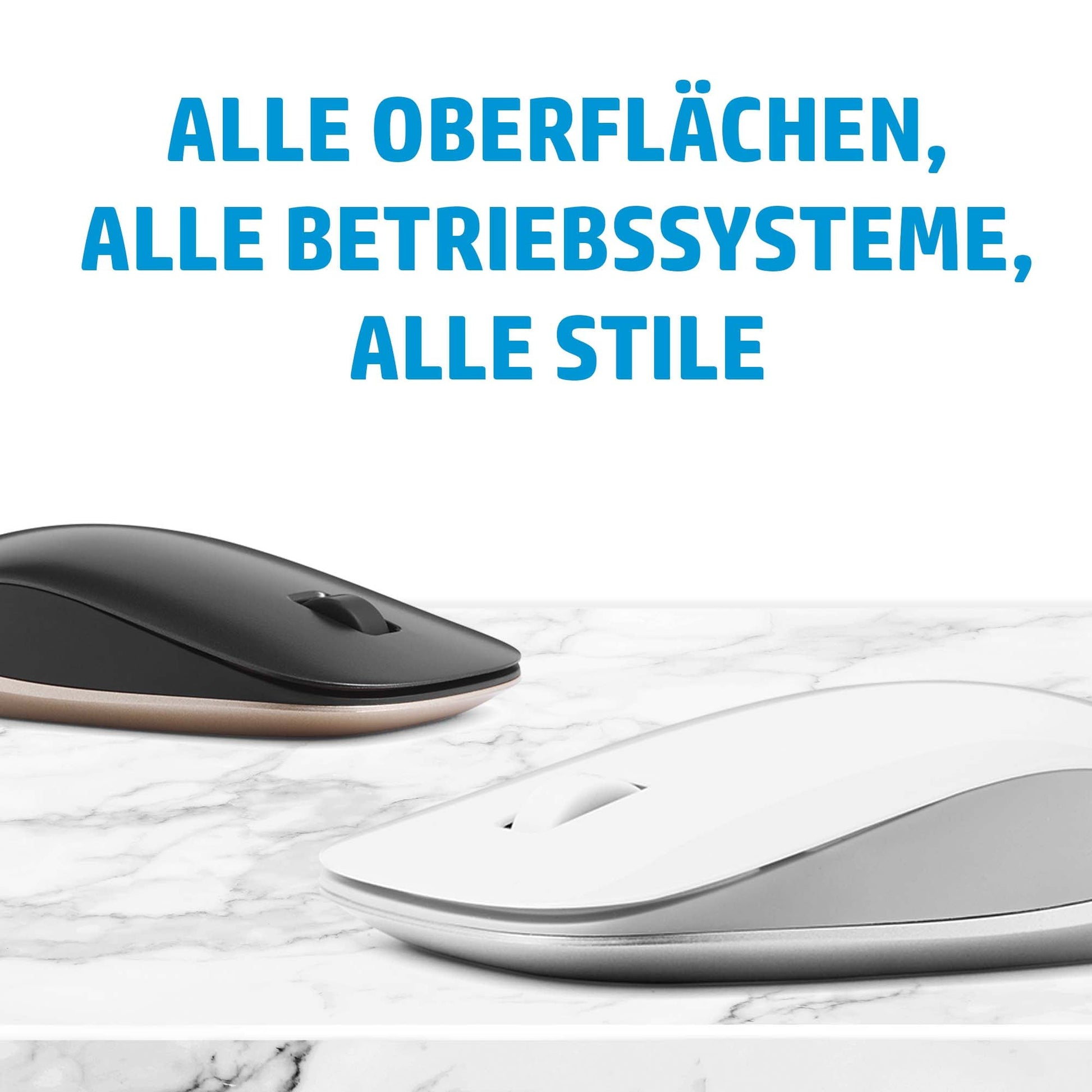 HP 410 Slim – Maus – Kabellos (Bluetooth), 2000 DPI, beidhändig, Schwarz, Silber