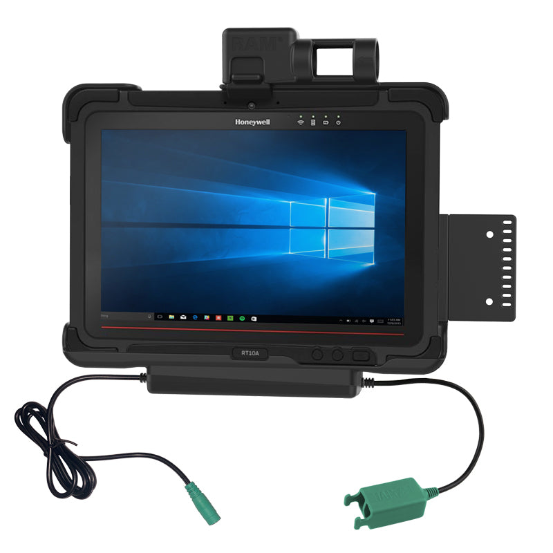 RAM Mounts Tablet-Tischhalterung für RT10 Rugged Tablet – VESA 75×75 mm, 2× USB‑A – Schwarz