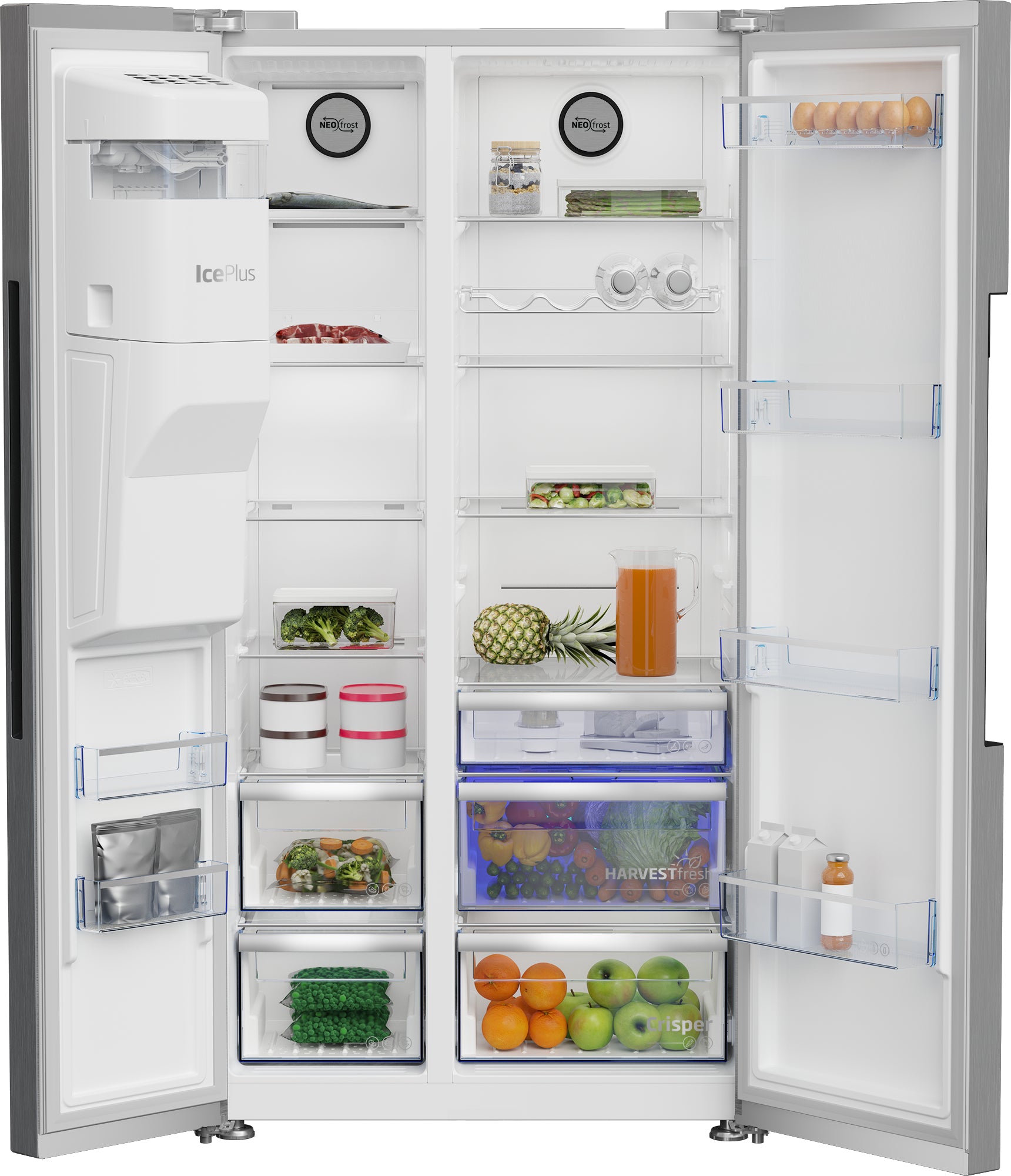 Beko Side-by-Side GN162341PTCHN – 525 l, 230 V, Energieeffizienzklasse E, 36 dB, Silber, 91,0×70,5×179,0 cm