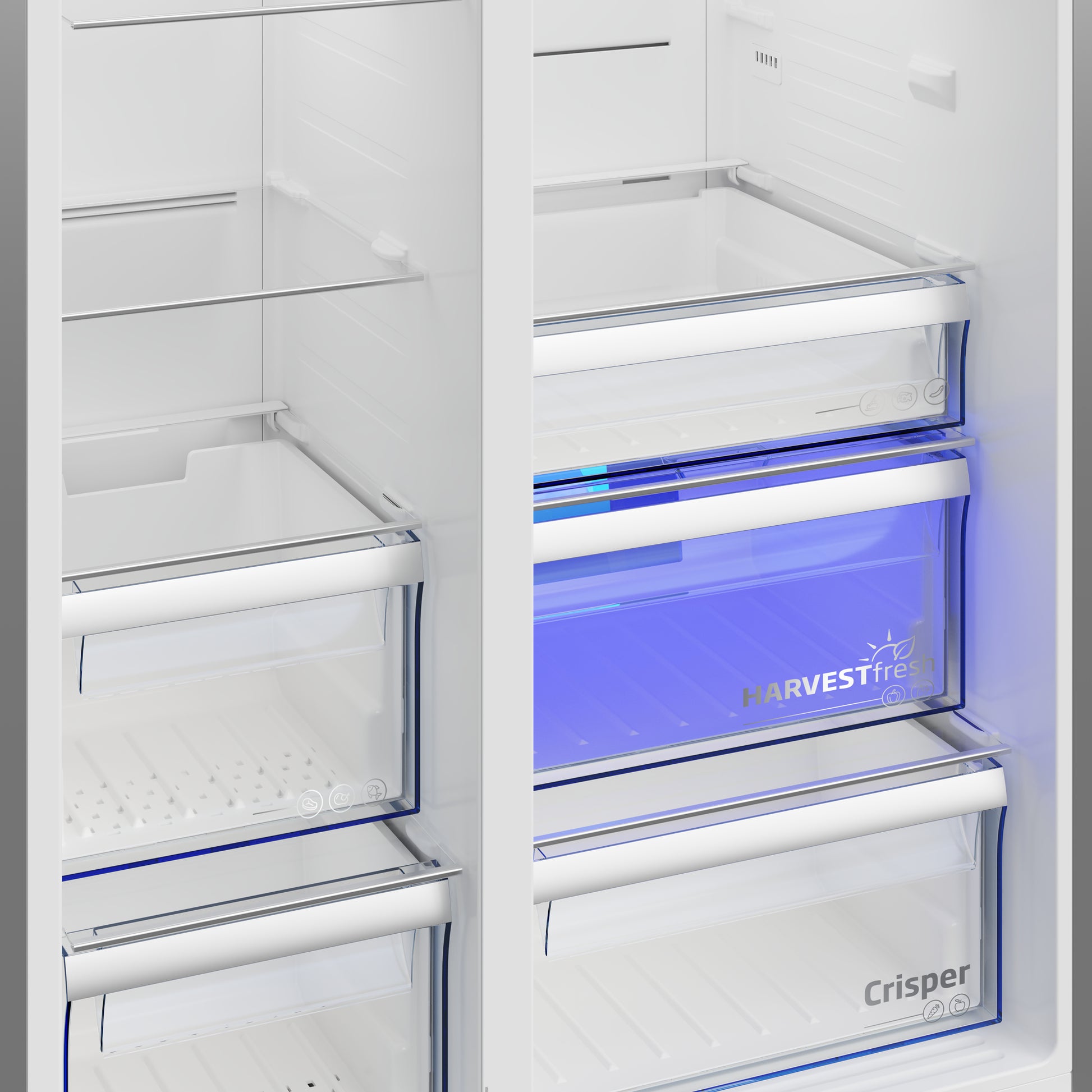 Beko Side-by-Side GN162341PTCHN – 525 l, 230 V, Energieeffizienzklasse E, 36 dB, Silber, 91,0×70,5×179,0 cm