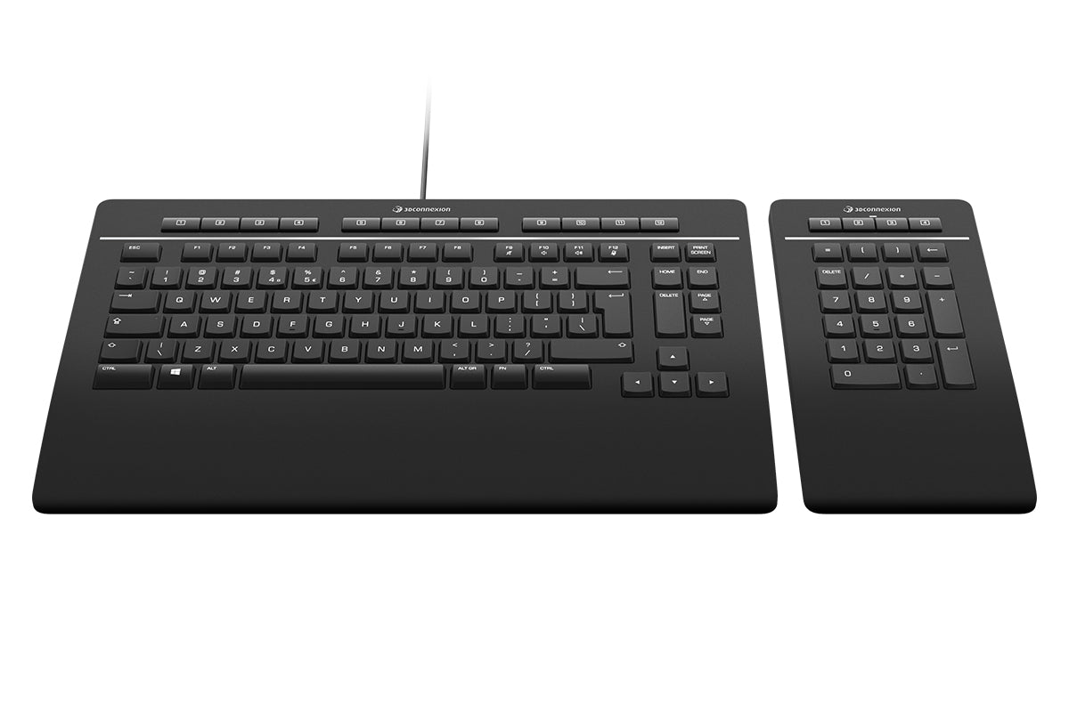 3Dconnexion Keyboard Pro – Tastatur, kabelgebunden (USB-A), CH-Layout (DE-CH), Fullsize (mit Ziffernblock)