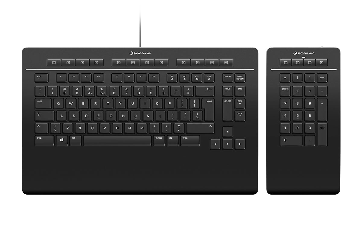 3Dconnexion Keyboard Pro – Tastatur, kabelgebunden (USB), DE-Layout (DE), Fullsize (mit Ziffernblock)