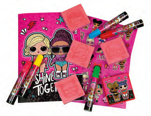 Undercover Stempel-Set – LOL Surprise – 4 Stempel, 1 Stempelkissen Blau, Grün, Rot, Gelb