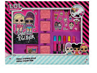 Undercover Stempel-Set – LOL Surprise – 4 Stempel, 1 Stempelkissen Blau, Grün, Rot, Gelb